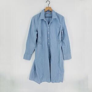 Signature Collection Blue White Pinstripe Button Front Shirtdress Size XL 16